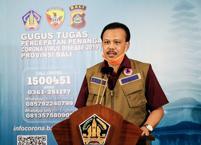 Sekretaris Daerah Provinsi Bali yang bertindak selaku Ketua Harian Gugus Tugas Percepatan Penanganan Covid-19 Provinsi Bali Dewa Made Indra